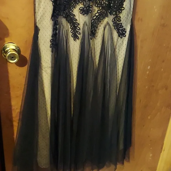 Betsy & Adam Soutache Mermaid Gown - Black/Nude - Picture 4 of 5